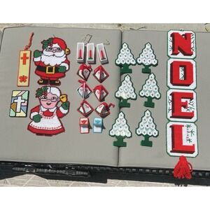 Vtg Handcrafted Needlepoint Plastic Canvas 3D Christmas Ornament Decor Lot of 22